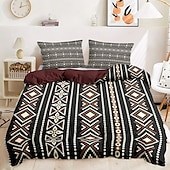 baratos 100% algodão-Capa de Edredom Étnica Vintage Conjunto Completo de Cama Cobre Leito de Edredom Macio e Leve com 2 Capa de Travesseiro para Verão Primavera