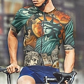 billiga Tröjor för män-Herr Cykeltröja Grafisk Kortärmad Cykel T-shirt Tröja med 3 bakfickor Bergscykling Snabb tork Anatomisk design Uppsugande Andningsfunktion sporter Blå Kläder