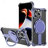 Недорогие Чехлы для iPhone-телефон Кейс для Назначение iPhone 16 Про Макс Плюс Айфон 15 Про Макс Плюс iPhone 14 13 12 Pro Max Plus Кейс на заднюю панель со стендом Магнитный Поддержка беспроводной зарядки Ретро Металл