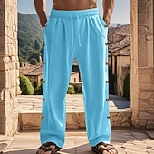 cheap Bottoms-Retro Vintage Medieval Renaissance Straight Leg Pants Pirate Viking Button Down Solid Color Men&#039;s Viking Halloween Carnival Vacation Casual Daily LARP Adults&#039; Pants