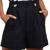 ieftine Bermude-Pentru femei Pantaloni Scurți Pantaloni Șic Stradă Casual Scurt Natural Simplu Buzunar Respirabilitate Απαλό Comfortabil Micro-elastic În aer liber Vacanță Negru Alb Gri Deschis Cafea Vară Fit regulat