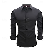 cheap Men&#039;s Non Iron Shirts-Men&#039;s Shirt Dress Shirt Button Up Shirt Solid / Plain Color Wedding Daily Black White Red Sky Blue Long Sleeve Turndown Spring &amp;  Fall Clothing Apparel Patchwork