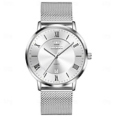 cheap Quartz Watches-OLEVS 5623 Mens Watch Simple Leisure Roman Scale Date Dial Stainless steel Waterproof Quartz Watch Rose Black
