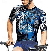 levne Pánské dresy-Pánské Cyklodres Krátký rukáv Kolo Tričko Dres se 3 zadními kapsami Horská cyklistika Prodyšné Rychleschnoucí Anatomický design Odvod Modrá Graffiti Sportovní Oblečení
