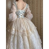cheap Dresses-Sweet Lolita Medieval Renaissance Midi Dress Corset Outfits Lady Princess Lace Fancy Dress Women&#039;s Royal Halloween Carnival Masquerade LARP Ren Faire Adults&#039; Dress Corset Spring &amp; Summer