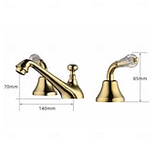 abordables Robinets LED-Robinet lavabo - Séparé Plaqué Diffusion large Deux poignées trois trousBath Taps