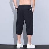 preiswerte Hosenanzugkurze-Herren Caprihose Shorts Schicke Shorts Freizeitshorts Tasche Elastischer Bund Gerader Schnitt Einfach Atmungsaktiv Feuchtigkeitsableitend Wadenlang Büro Geschäft Täglich Mode Streetwear Schwarz Blau