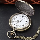 baratos RELÓGIO DE BOLSO-Relógio de bolso quartz masculino e feminino com distintivo de carruagem de cowboy ocidental 1913 Melhor presente de festival Relógio para estudantes