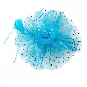 baratos Capacete de Casamento-Peça para Cabeça Tule Penas Casamento Festa de Noite Elegante Casamento Com Penas Capacete Chapéu