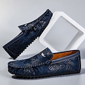 abordables Chaussures sans lacets &amp; mocassins-Mocassins brodés de fleurs pour hommes en daim jaune - des chaussures élégantes à enfiler parfaites pour les sorties décontractées et les événements artistiques