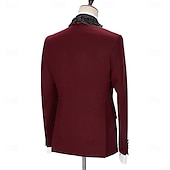 abordables Dîner de fête-Costumes de soirée pour hommes smokings costumes de retour à la maison noir bordeaux luxe formel couleur unie coupe standard 2 pièces simple boutonnage un bouton