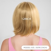 economico Parrucche trendy sintetiche-Parrucca Sintetica Liscio Liscio Kinky Asimmetrico Frangia Dritta Fatto a macchina Parrucca 12 pollici A1 Capelli Sintetici Per donna Classico Confortevole Capelli Evidenziati / Balayage Biondo