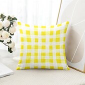 levne květinový a rostlinný styl-Dekorativní polštářky s citronovým kostkovaným motivem 1ks měkký čtvercový polštářový povlak pro ložnici obývací pokoj pohovku židli na jaro a léto