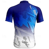 abordables Maillots pour hommes-Homme Maillot Velo Cyclisme Manche Courte Cyclisme Tee-shirt Maillot avec 3 poches arrière VTT Vélo tout terrain Respirable Séchage rapide Conception anatomique Mèche Bleu Des sports Vêtement Tenue