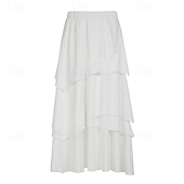 cheap Bottoms-Retro Vintage Medieval Maxi Skirt Ruffle Women&#039;s Fantasy Halloween Carnival Casual Daily LARP Ren Faire Adults&#039; Skirt