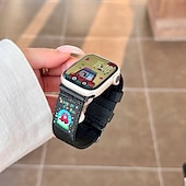 זול להקות Apple Watch-סולו לופ מותאם ל רצועת השעון של Apple Watch 38 מ&quot;מ 40 מ&quot;מ 41 מ&quot;מ 42 מ&quot;מ 44 מ&quot;מ 45 מ&quot;מ 49 מ&quot;מ חמוד מתכוונן קנבאס רצועת שעון חלופית ל iwatch Ultra 2 Series 9 8 7 SE 6 5 4 3 2 1