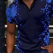 cheap Men&#039;s Geometric Polo-Men&#039;s Geometric Polo Shirts Golf Shirt Short Sleeve Polo Shirts Collared Shirts Casual Vacation Wear Formal Wear Festival Wear Buttons 3D Print Black Yellow Pink