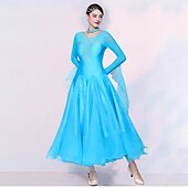 voordelige Ballroom danskleding-Ballroomdansen Kleding Gesplitst Kristallen / Bergkristallen Tule Dames Prestatie Feest Lange mouw Netstof Spandex Imitatiezijde