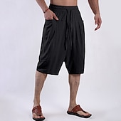 baratos Clássico-Homens Calças Capri Shorts de linho Shorts de verão Shorts de praia Bolsos Com Cordão Cintura elástica Tecido Conforto Respirável Comprimento da panturrilha Ioga Diário Feriado Moda Estilo Clássico