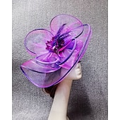 baratos Chapéus e Fascinators-Chapéu de Velo com Fascinators para Casamento Corrida de Cavalos com Cabeça de Pena