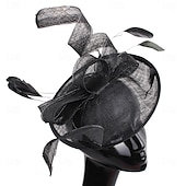 abordables Tocado de Boda-Tocados Plumas Sinamay Boda Fiesta de Noche Elegante Boda Con Pluma Celada Sombreros