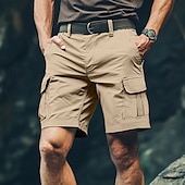 cheap Outdoor-Men&#039;s Cargo Shorts Shorts Bermuda shorts Casual Shorts Multi Pocket Straight Leg Plain Comfort Wearable Knee Length Outdoor Casual Camping &amp; Hiking Fashion Streetwear Black Green Micro-elastic