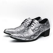 abordables Formal-Zapatos oxford con cordones y punta puntiaguda con estampado de pitón exótico para hombre: perfectos para eventos nocturnos y declaraciones de moda.