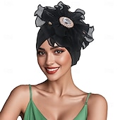 baratos Chapéus e Fascinators-Chapéu Combinação Poliéster / Algodão Chapéu mole turbantes Casual Igreja Estilo bonito Com Pedrarias Flor Capacete Chapéu