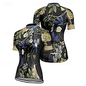tanie Damskie koszulki-Damskie Koszulka rowerowa Kwiat Krótki rękaw Rower Tee Tshirt Dżersej z 3 tylnymi kieszeniami Kolarstwo górskie Szybkie wysychanie Anatomiczny kształt Odprowadzające wilgoć Oddychający Sport