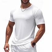 economico Magliette casual da uomo-Per uomo Maglietta Camicia a Maniche Corte Manica Corta Girocollo Primavera &amp; Autunno Colore Solido / Tinta Unita Moda Designer Asciugatura Rapida Vacanza Streetwear Uscire Nero Bianco Rosso