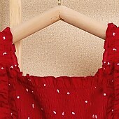 cheap Casual Dresses-Kids Girls&#039; Dress Polka Dot Sleeveless Outdoor Casual Ruched Fashion Adorable Polyester Above Knee Casual Dress A Line Dress Polka Dot Dress Summer Spring 4 years+ Red