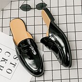 billiga Tillfällig-klassiska vita mule loafers i konstläder för män - snygga slip-on skor för affärscasual och formella evenemang