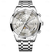 baratos Relógios Quartz-Relógio Masculino OLEVS 3675 Original Relógio de Negócios Masculino Espelho HD em Forma de Losango À Prova D&#039;Água Relógio de Cronometragem Fase Lunar Top Luxo Relógio Masculino Fashion