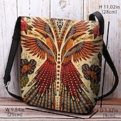 billiga Crossbodyväskor-crossbody-väska med vintage phoenix-tryck för kvinnor – boho-axelväska med justerbar rem, messenger-väska i etnisk stil för resor, shopping och vardagsbruk