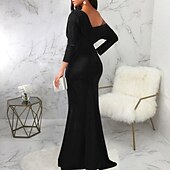 ieftine Rochii Albe Casual-Pentru femei Rochie Lunga Rochie Maxi Rochie de bal Rochie de petrecere Elegant Modă Petrecere Ieșire Fit regulat Simplu Manșon Lung Pe Umăr Negru Alb Roșu Vin Vară