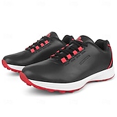 preiswerte Herren Golfschuhe-Herren Performance Golf Sneaker in Weiß mit roten Schnürsenkeln, atmungsaktive Mikrofaser, ideal für Amateurgolfer