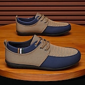 baratos Ténis para Homem-sapatos masculinos casuais com cadarço em bege e azul marinho, design exclusivo em tecido, perfeitos para o estilo e conforto do dia a dia