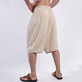 baratos Clássico-Homens Calças Capri Shorts de linho Shorts de verão Shorts de praia Bolsos Com Cordão Cintura elástica Tecido Conforto Respirável Comprimento da panturrilha Ioga Diário Feriado Moda Estilo Clássico