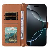 Χαμηλού Κόστους iPhone Θήκες-τηλέφωνο tok Για iPhone 16 Pro Max Plus iPhone 15 Pro Max Plus iPhone 14 13 12 11 Pro Max Plus Αναποδογυρίστε το κάλυμμα με βάση στήριξης με τον Lanyard με λουράκι καρπού Ρετρό TPU PU δέρμα