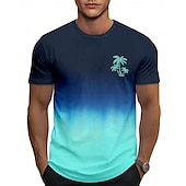 cheap Men&#039;s Casual T-shirts-Men&#039;s Tee Short Sleeve Shirt Tee Top Short Sleeve Crewneck Spring &amp;  Fall Coconut Tree Fashion Designer Print Vacation Street Going out White Blue Top Tee for Men