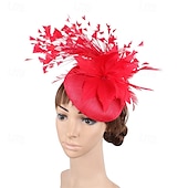 baratos Capacete de Casamento-Peça para Cabeça Penas Sinamay Casamento Festa de Noite Elegante Casamento Com Penas Capacete Chapéu