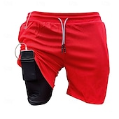 cheap Casual Shorts-Men&#039;s Lined Shorts Athletic Shorts 2 in 1 Board Shorts Swim Shorts Shorts Drawstring Side Pockets Elastic Waist Plain Quick Dry Holiday Going out Gym Vacation Sports Black White Micro-elastic