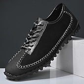 economico Sneakers da uomo-scarpe casual da uomo con lacci fatte a mano color bordeaux e grigio – scarpe da passeggio in pelle vintage