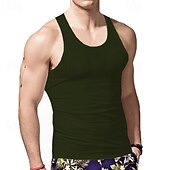 baratos Tops de ginásio-Homens Malha Íntima Top de colete Camiseta Interior camisa sem manga Sem Manga Gola Redonda Verão Tecido Moda Designer Básico Clássico Férias Rua Para Noite Preto Branco Vinho Top Tee para Homens