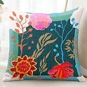 baratos estilo floral e plantas-Capa de Almofadas Decorativas de Flores 1PC Capa de Almofada Quadrada Macia para Sofá Capa de Almofada para Quarto Sala de Estar Cadeira