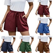economico Pantaloncini in lino di cotone-Per donna Pantaloncini in cotone e lino Shorts Moda Streetwear Corto Naturale Semplice Tasca Design con Coulisse Elastica Comodo All&#039;aperto Confortevole Streetwear Abbigliamento quotidiano Uscire