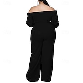 cheap Jumpsuits-Women's Normal Jumpsuit Stylish Solid Color Half Sleeve Off Shoulder Cut Out Street Holiday Regular Fit Black White Red Summer