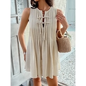 tanie Sukienki kwiatowe-Damskie Sukienka mini Codzienne sukienki Sukienka na szerokich ramiączkach Letnie sukienki Moda Klasyczny Nowoczesny Codzienny Święto Weekend Regularny Równina Bez rękawów Półgolf Czarny Czerwony