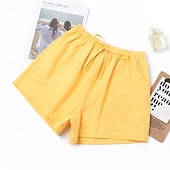 abordables Short en lin et coton-Femmes Short en coton et lin Shorts Slacks Streetwear Occasionnel Court Naturel Uni Avec Poches Conception à cordon élastique Confortable Vacances Rue Carmin Vert forêt Bleu ciel clair Gris Été Coupe