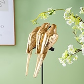 abordables Statues-Figurine en résine de trois perroquets, sculpture de décoration intérieure moderne, statue de perroquet colorée pour le salon, meuble TV, table d&#039;entrée, ornement d&#039;oiseau artistique pour la